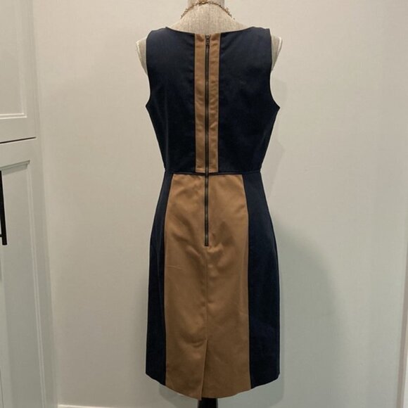 CLUB Monaco Letitia Navy and Brown Color Block Midi Pencil Sheath Dress … - Picture 8 of 16